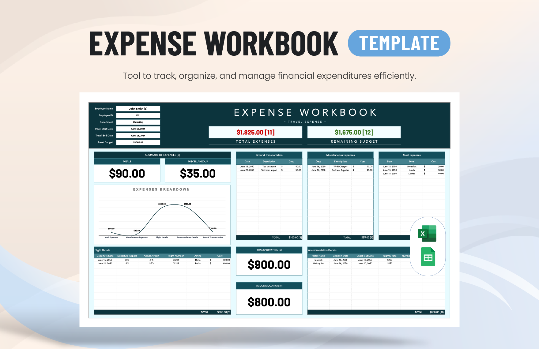 Expense Workbook Template in Excel, Google Sheets
