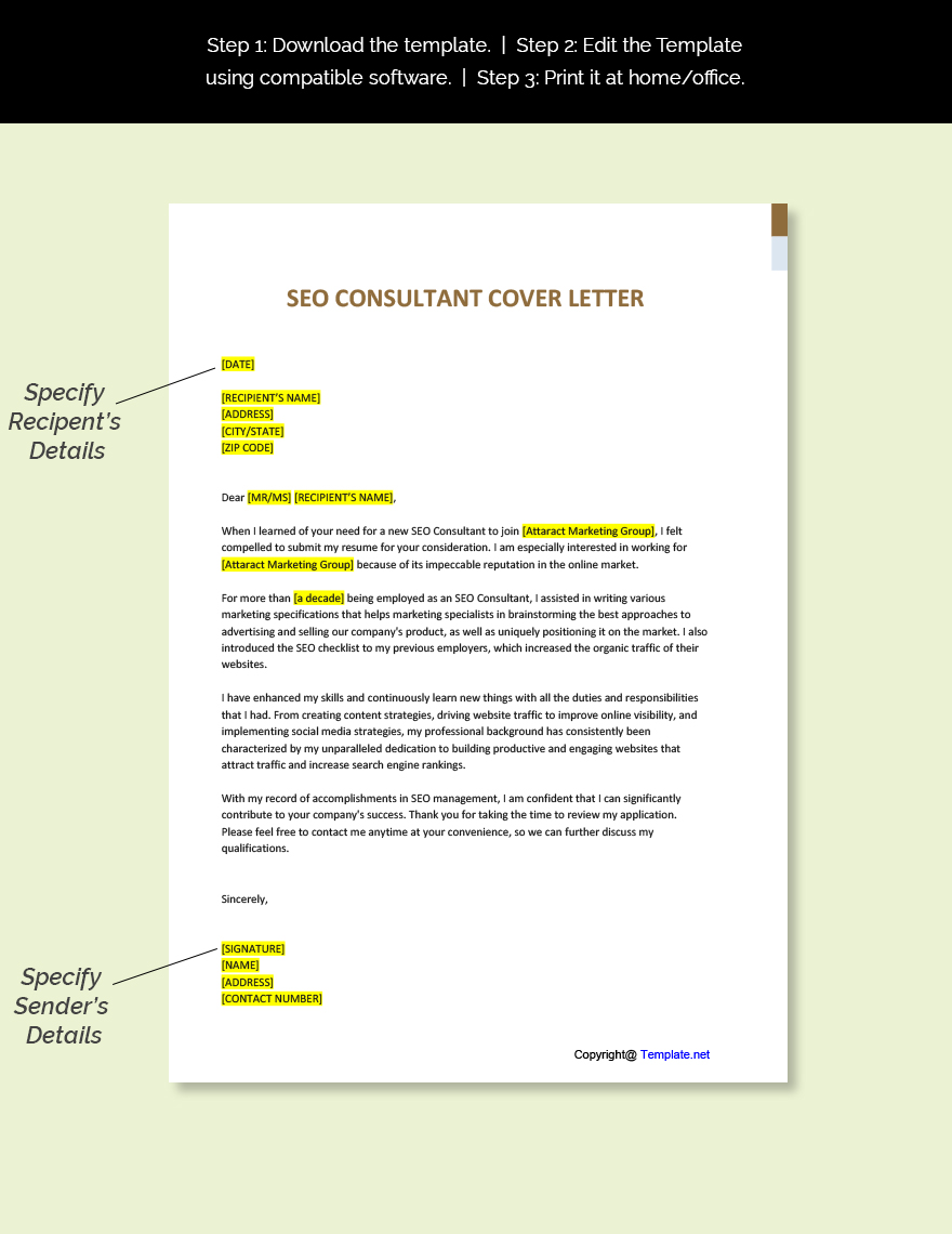 SEO Consultant Cover Letter