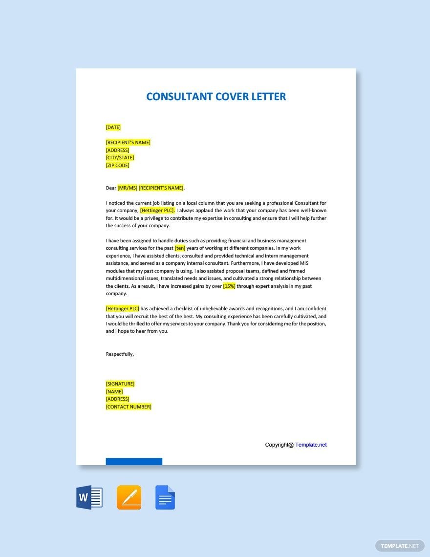 Consultant Cover Letter