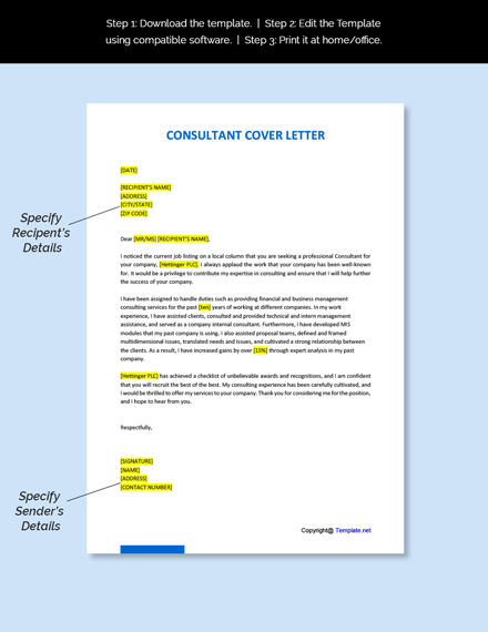 Free Consultant Cover Letter Template - Google Docs, Word, Apple Pages ...