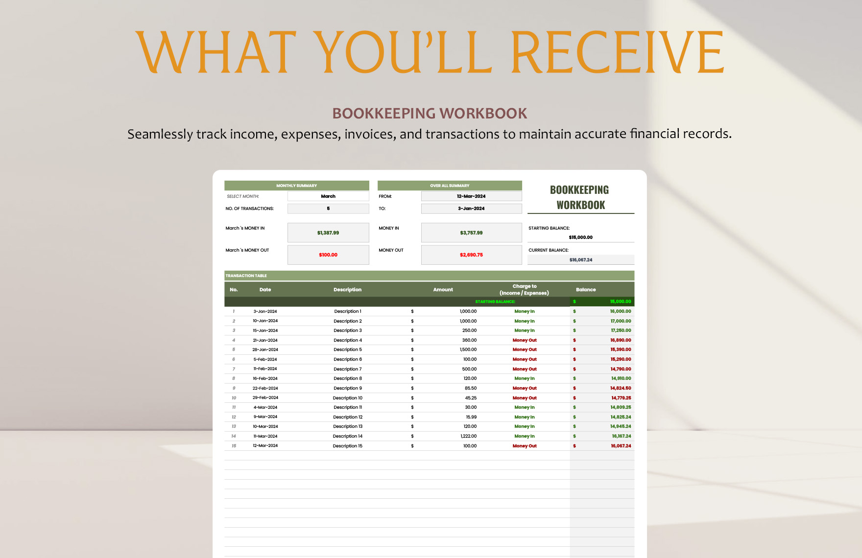 Bookkeeping Workbook Template