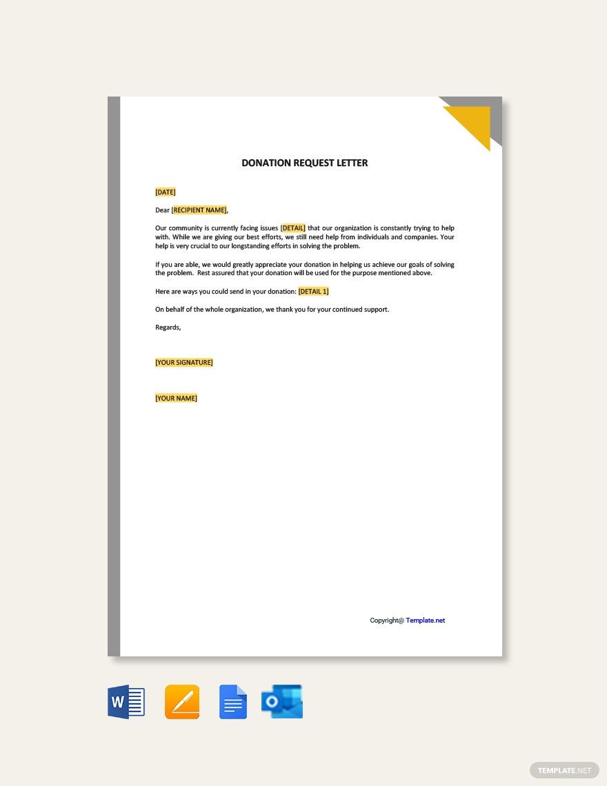 Donation Request Letter Format Template - Google Docs, Word, Outlook ...