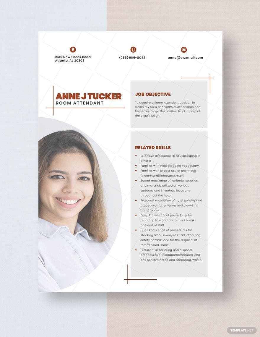 Free Free Room Attendant Resume Template - Word, Apple Pages | Template.net