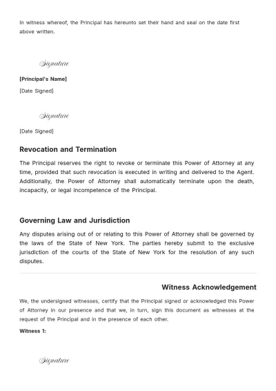 Free New York Statutory Power of Attorney Template to Edit Online