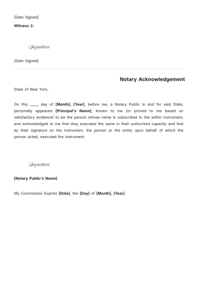 Free New York Statutory Power of Attorney Template to Edit Online