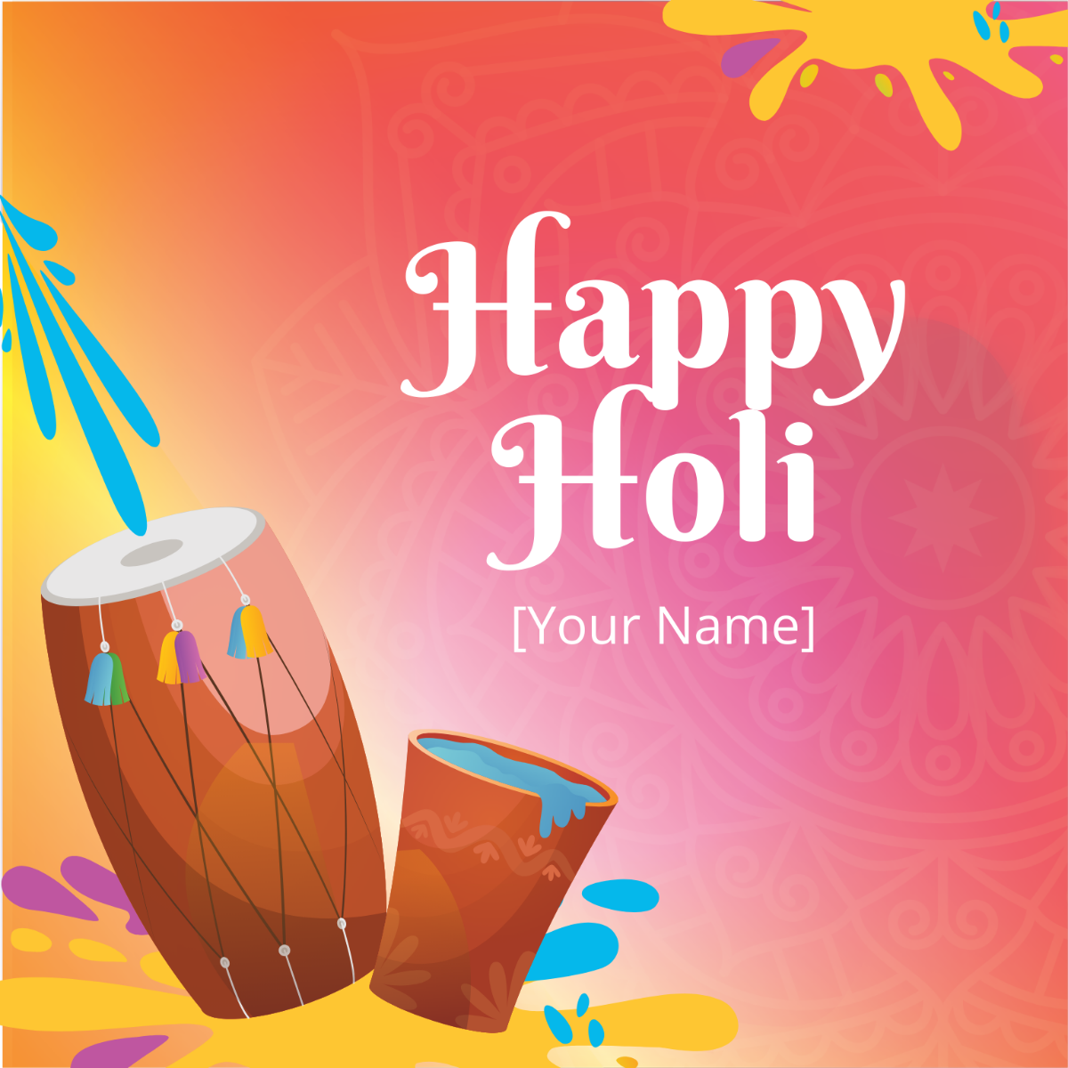 Free Simple Happy Holi Vector Template
