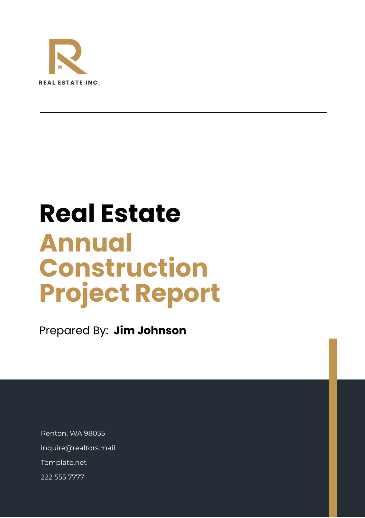 Free Real Estate Annual Construction Project Report Template