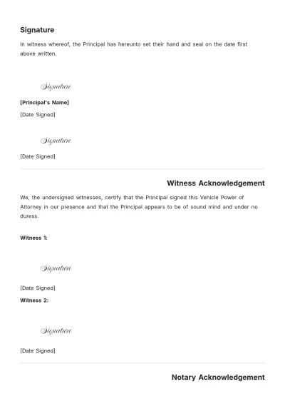 Free Tennessee Vehicle Power of Attorney Template to Edit Online