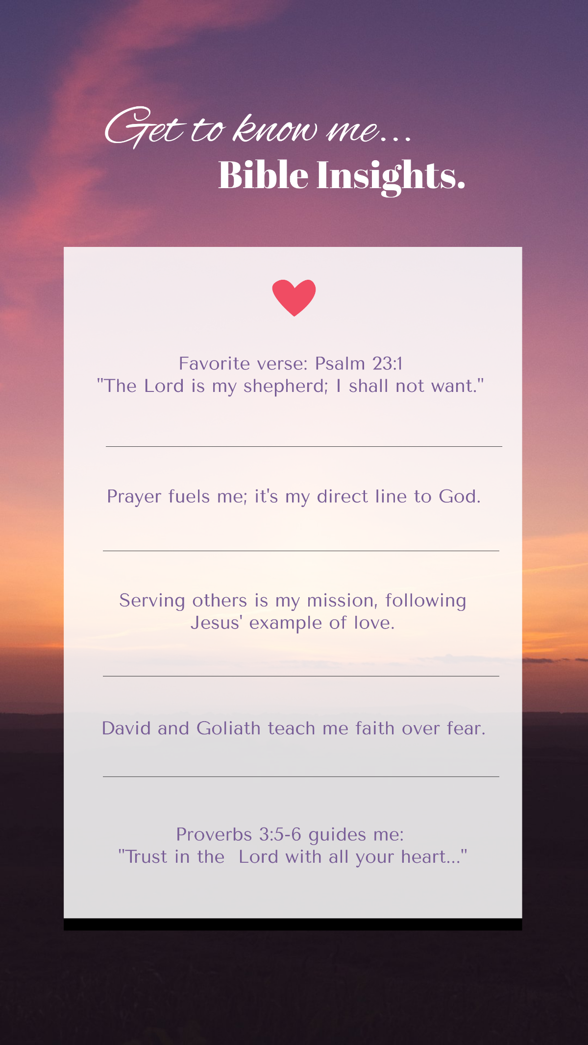 Get to Know Me Bible Edition Instagram Story Template