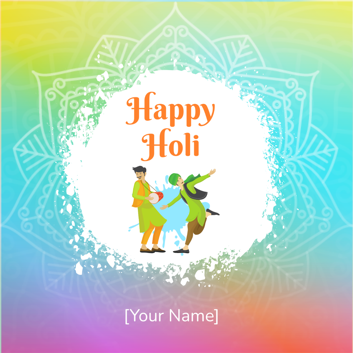 Simple Happy Holi GIF Template