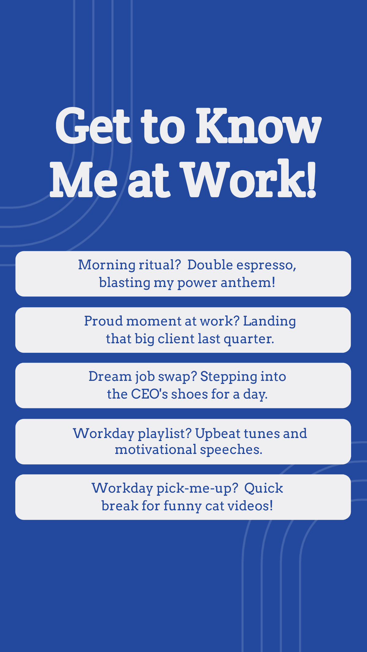 Get to Know Me Work Questions Post Template