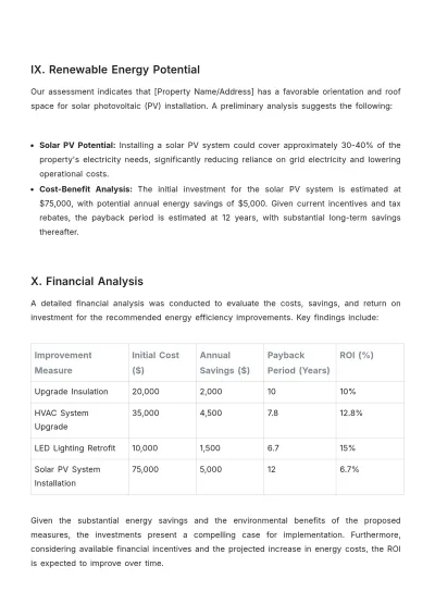 Free Real Estate Energy Efficiency Audit Report for Property Template to Edit Online
