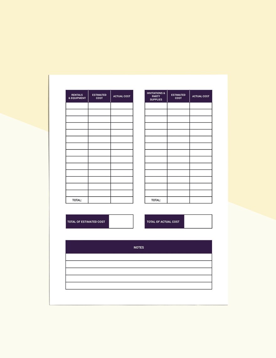 Event Party Planner template Sample