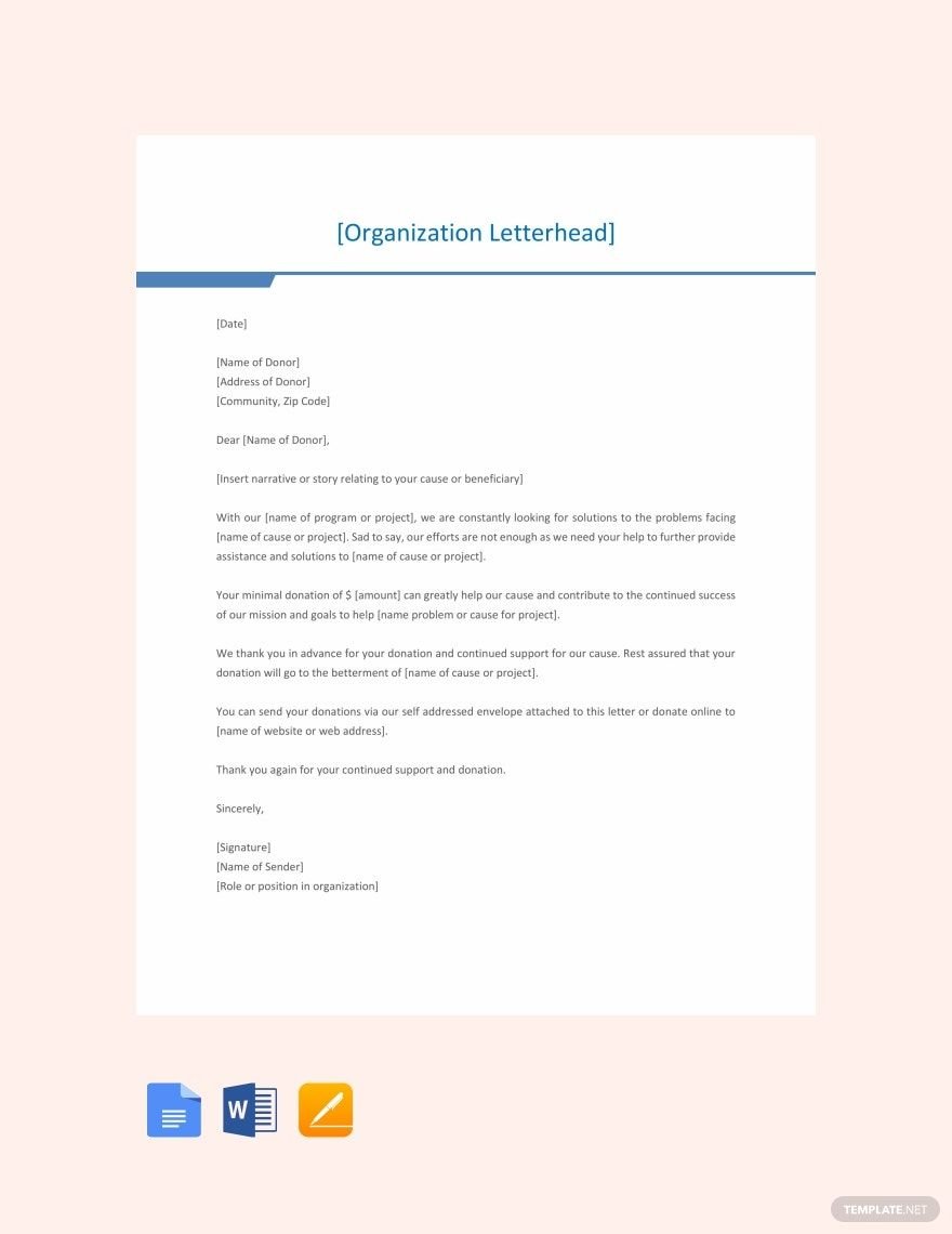 Fundraising Letter Template in Word, Google Docs, PDF, Apple Pages
