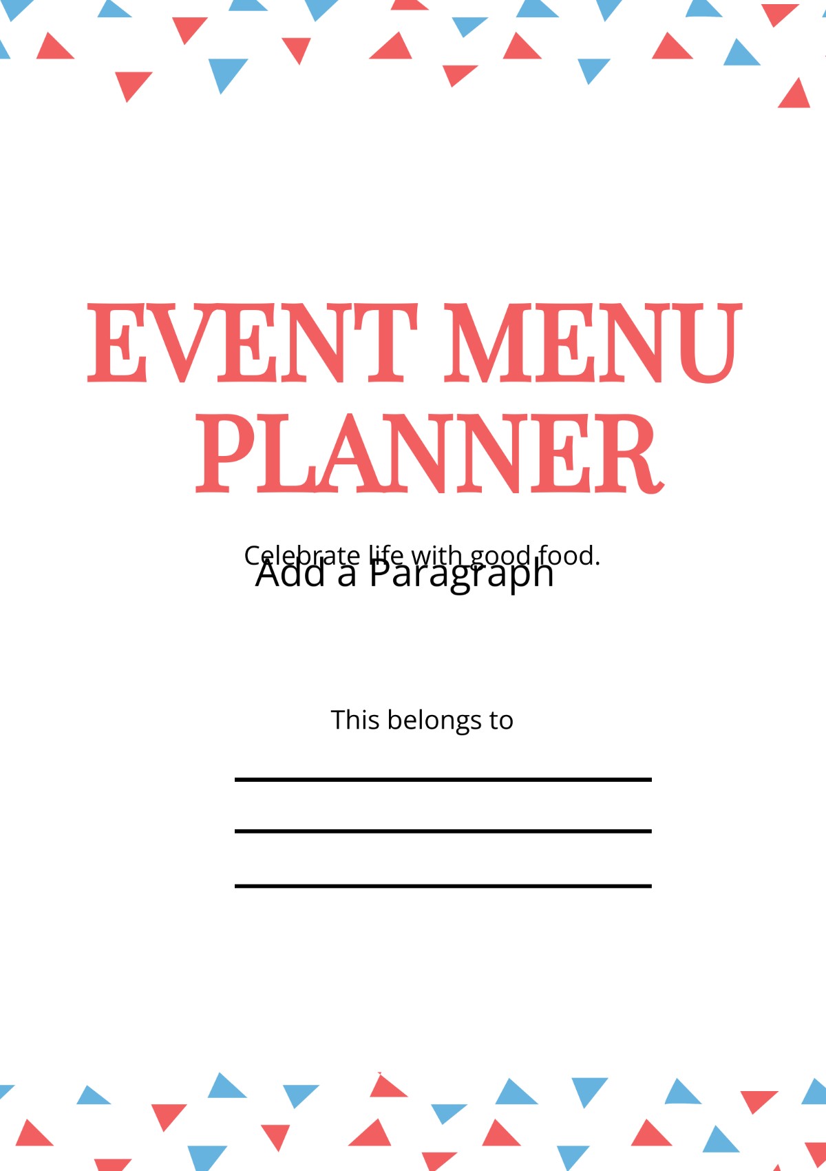 Event Menu Planner Template
