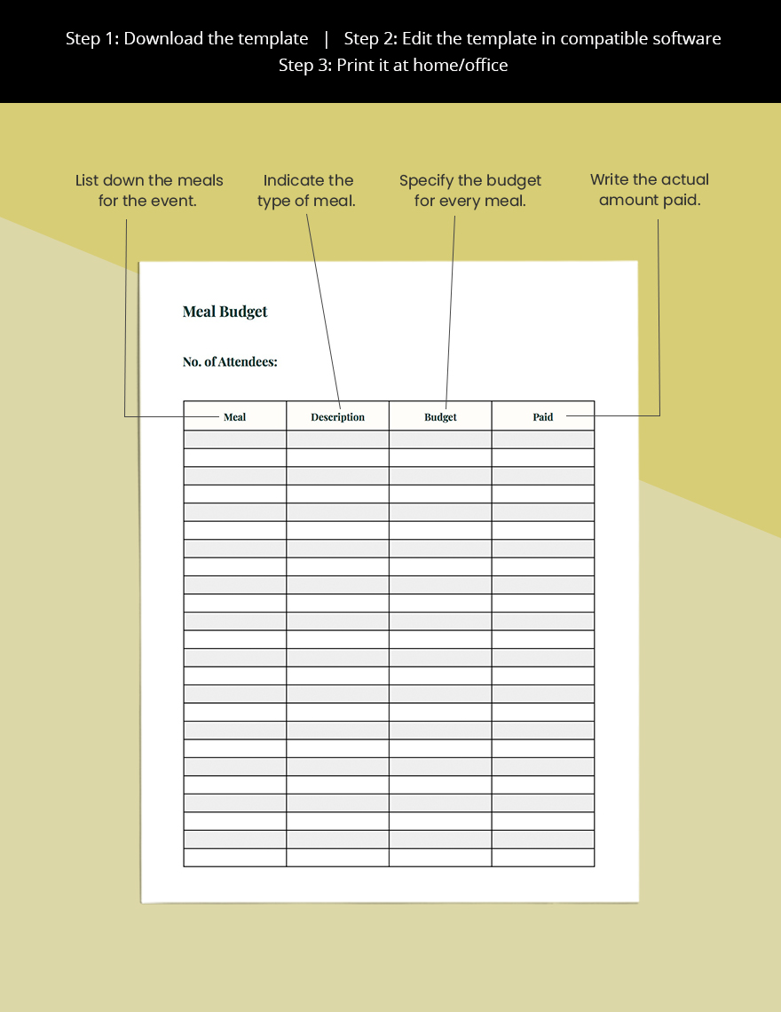 Event Meal Planner Template