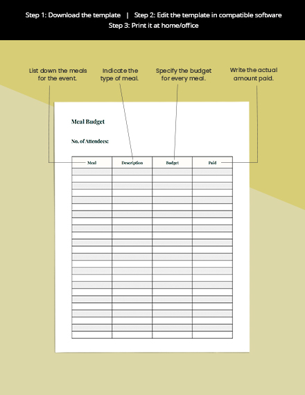 Free Event Meal Planner Template to Edit Online