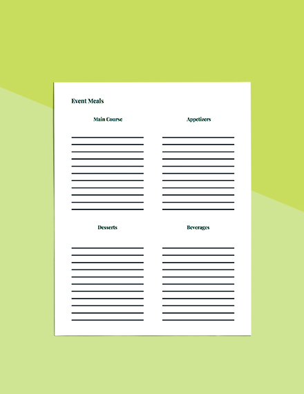 Free Event Meal Planner Template to Edit Online