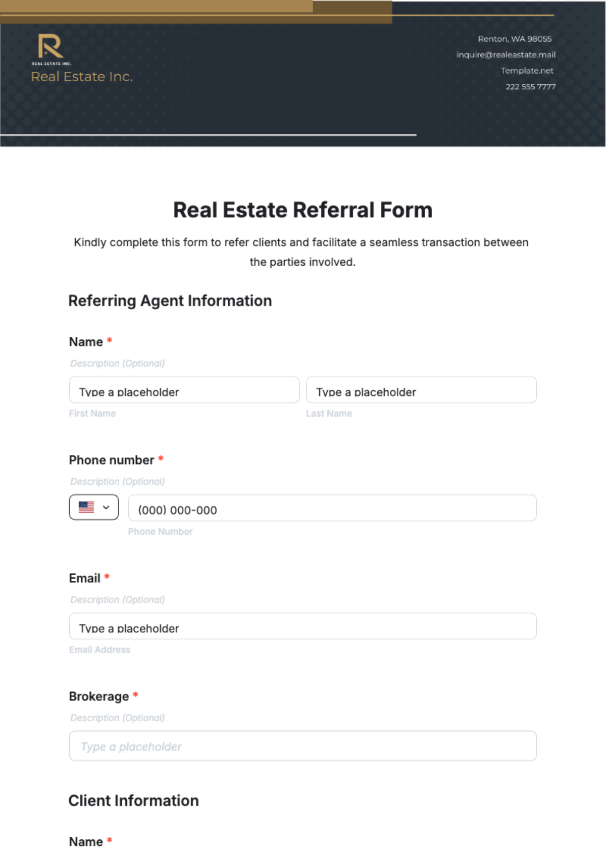 Real Estate Referral Form Template - Edit Online & Download