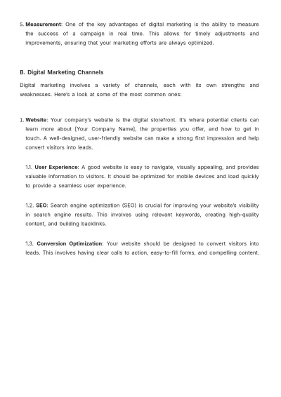 Free Real Estate Detailed Guide on Digital Marketing Template to Edit Online