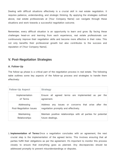 Free Real Estate Negotiation Techniques Training Guide Template to Edit Online