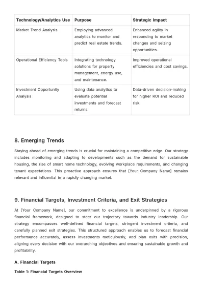 Free Real Estate Investment Strategic Plan Template to Edit Online