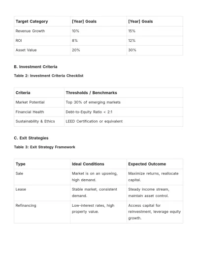 Free Real Estate Investment Strategic Plan Template to Edit Online