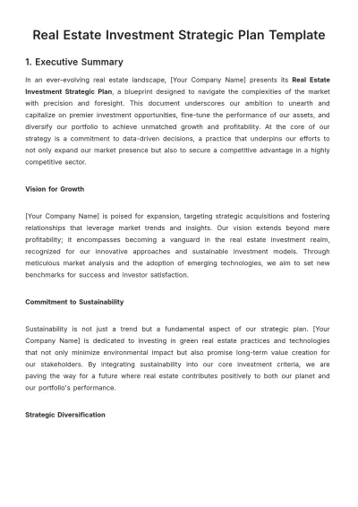 Free Real Estate Investment Strategic Plan Template to Edit Online