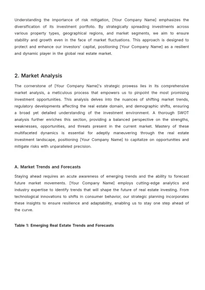 Free Real Estate Investment Strategic Plan Template to Edit Online