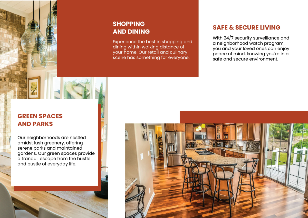 Free Neighborhood Highlights and Amenities Brochure Template to Edit Online