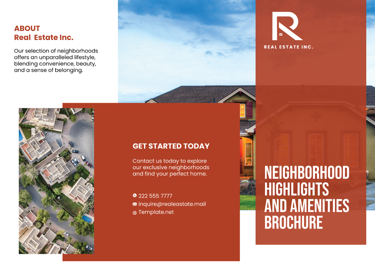 Free Neighborhood Highlights and Amenities Brochure Template