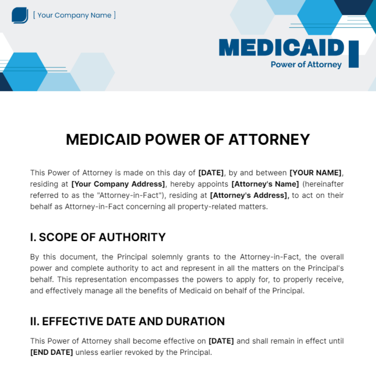 Medicaid Power of Attorney Template