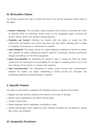 Free Georgia Motor Vehicle Power of Attorney Template to Edit Online