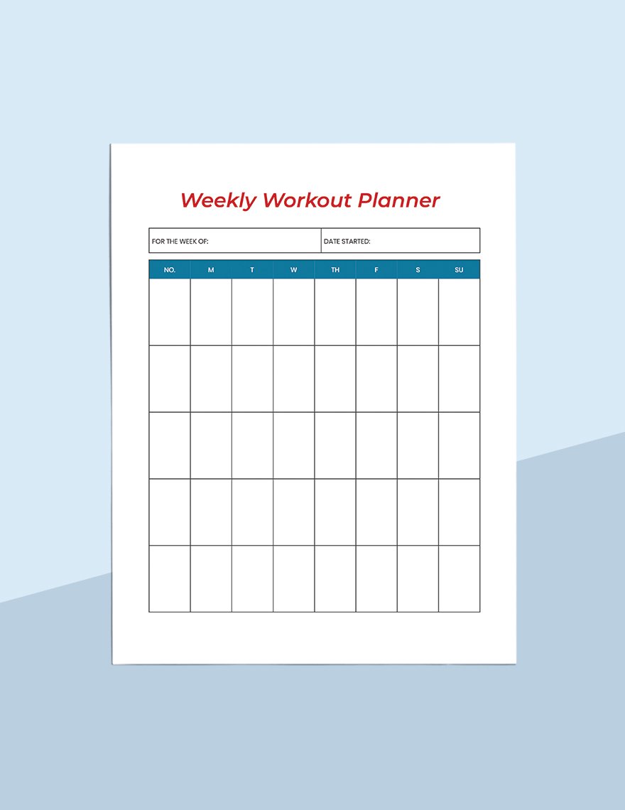 Sample Fitness Planner Template