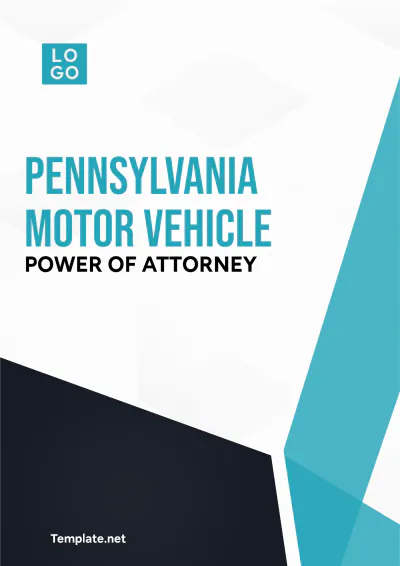 Free Pennsylvania Motor Vehicle Power of Attorney Template to Edit Online