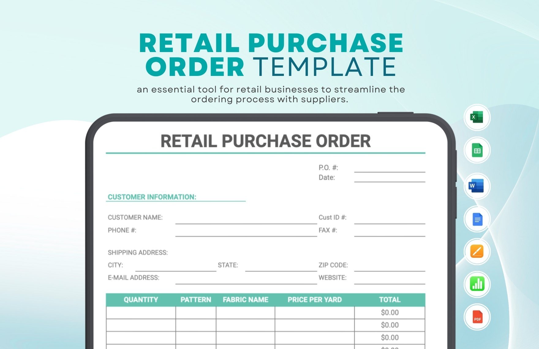 Retail Purchase Order Template in Word, Google Docs, Excel, PDF, Google Sheets, Apple Pages, Apple Numbers