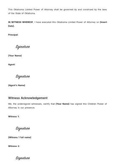 Free Oklahoma Limited Power of Attorney Template to Edit Online