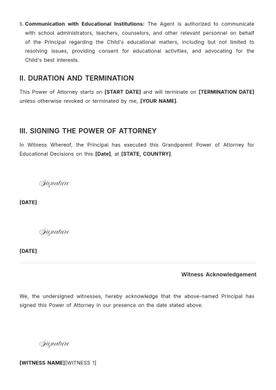 Free Grandparent Power of Attorney Template to Edit Online