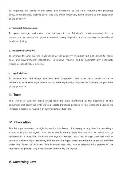 Free Power of Attorney for Real Estate Purchase Template to Edit Online