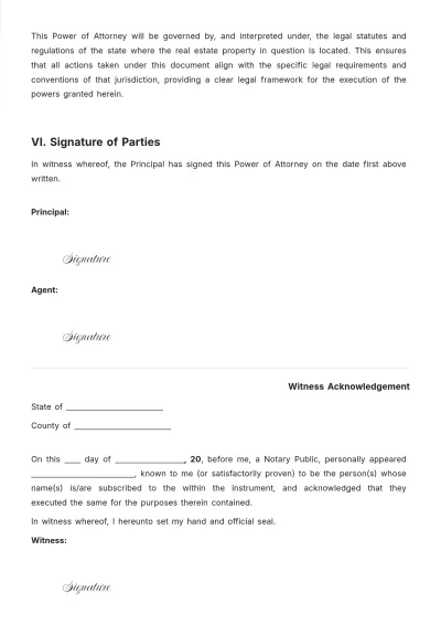 Free Power of Attorney for Real Estate Purchase Template to Edit Online