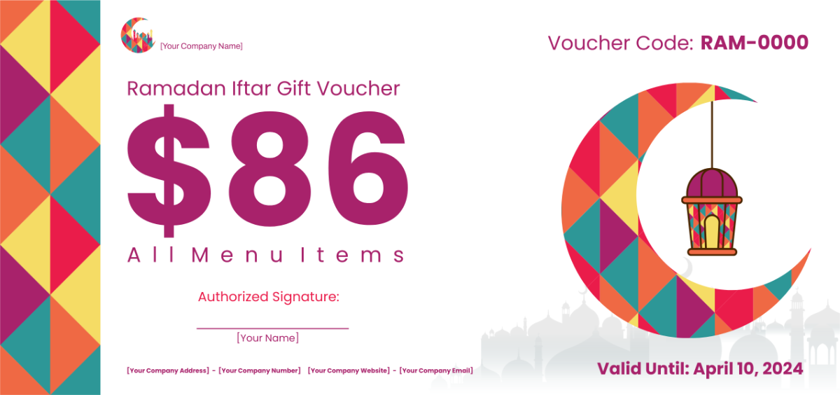 Free Ramadan Event Gift Voucher Template