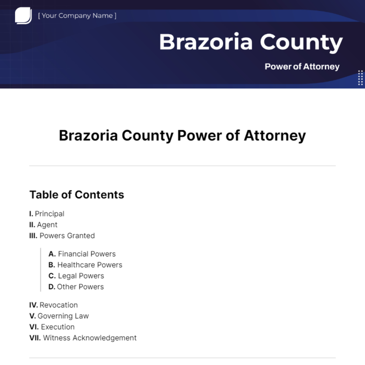 Brazoria County Power of Attorney Template