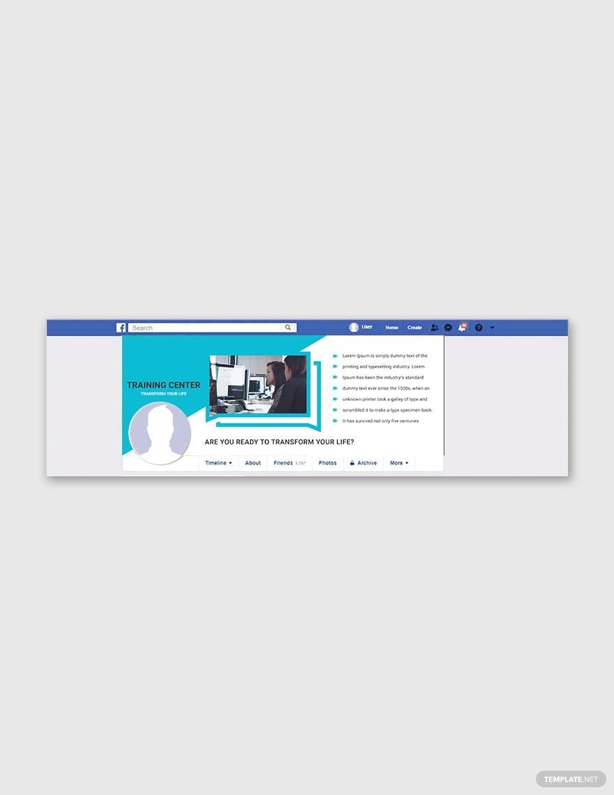 Training Center Facebook Cover Page Template