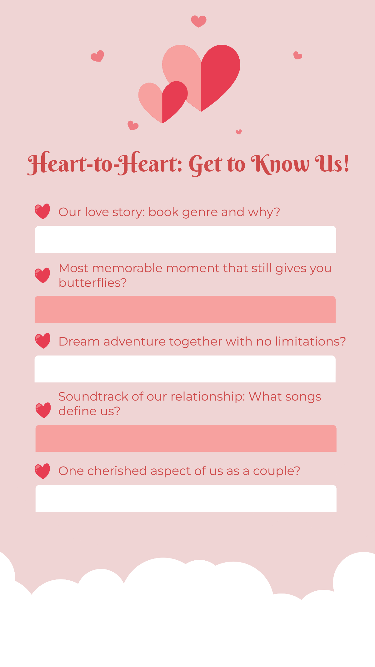 Get to Know Me Relationship Question Story Template