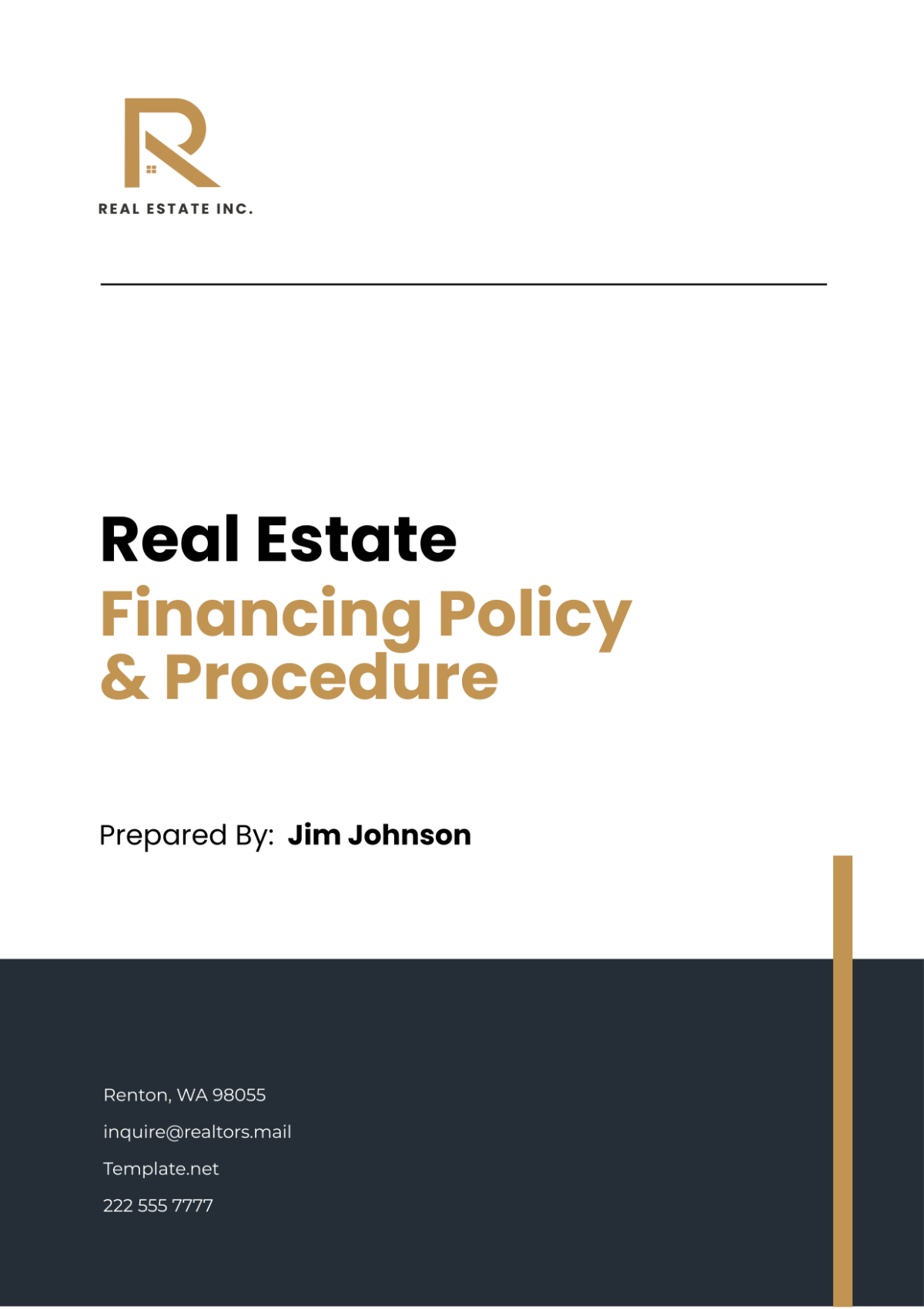 Real Estate Financing Policy & Procedure Template