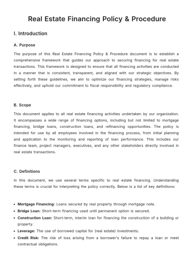 Free Real Estate Financing Policy & Procedure Template to Edit Online