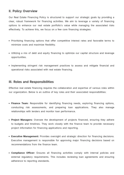 Free Real Estate Financing Policy & Procedure Template to Edit Online