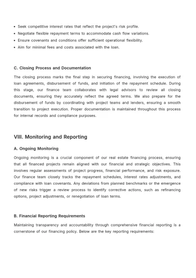 Free Real Estate Financing Policy & Procedure Template to Edit Online