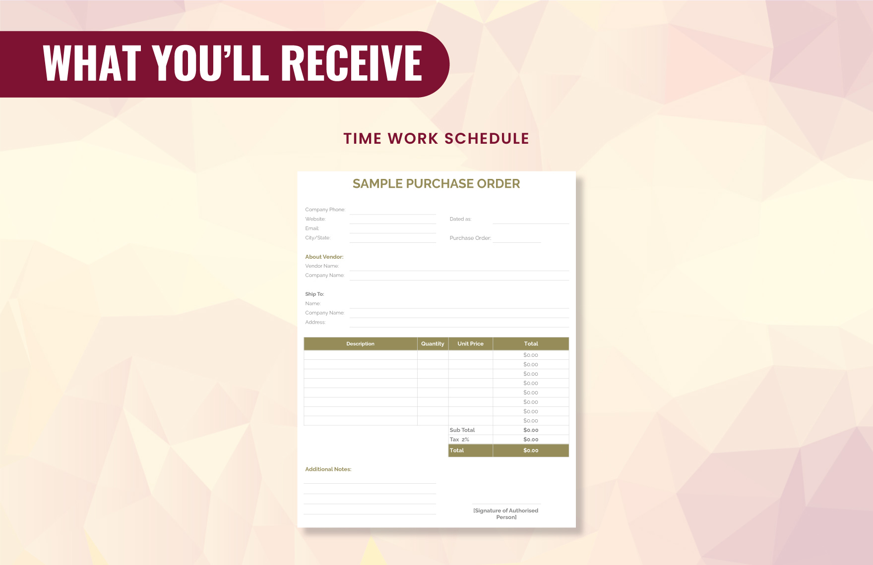 Sample Purchase Order Template