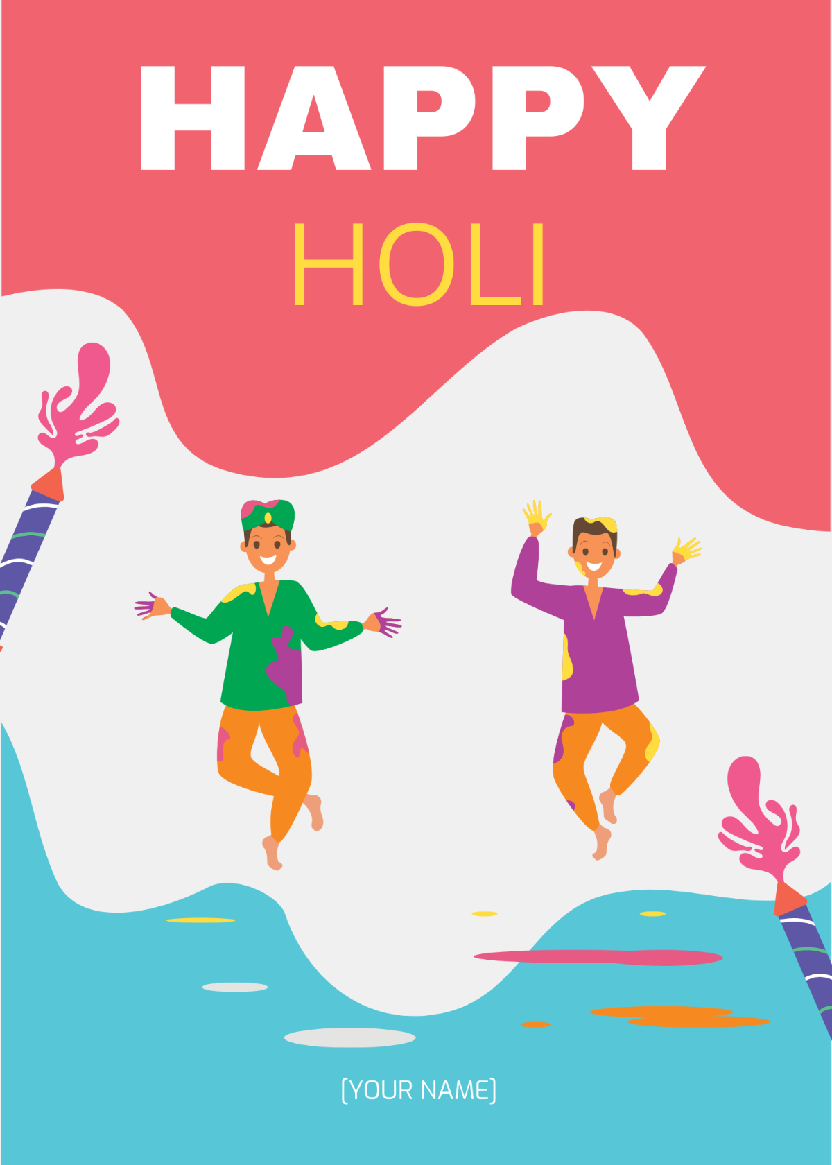 Happy Holi Wishes GIF Template
